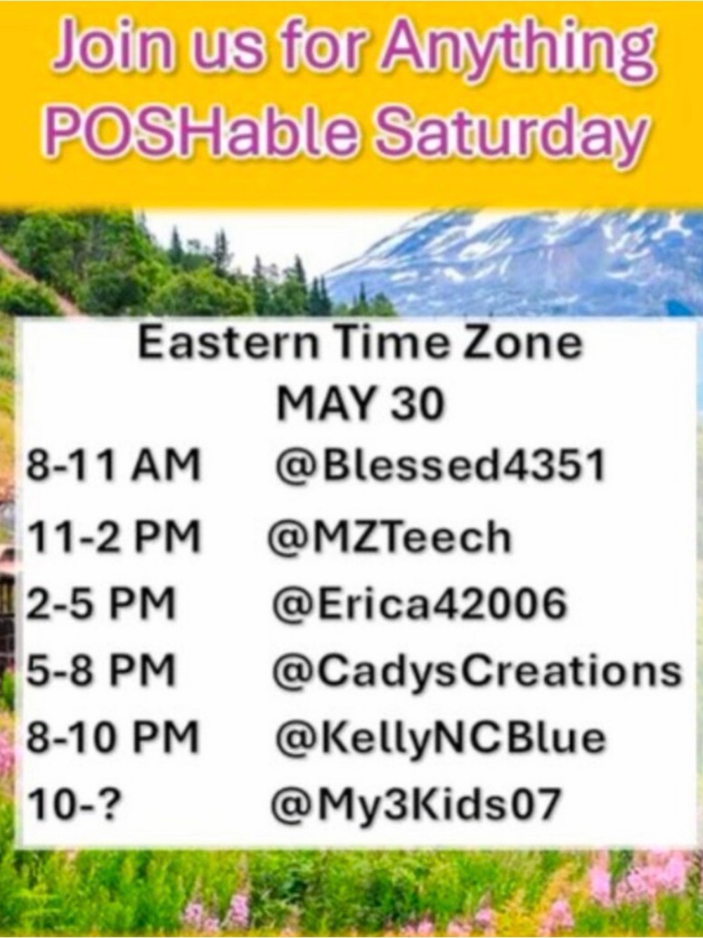 ANYTHING POSHABLE SATURDAY SHARE SHOW